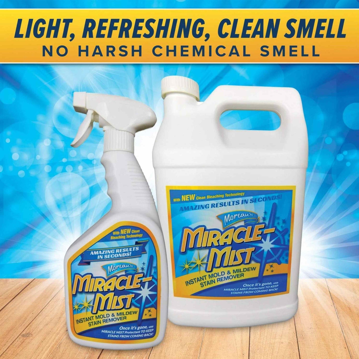 MiracleMist ENCRMMIC4 Instant Mold and Mildew Stain Remover (32-Ounce Spray Bottle), Blue