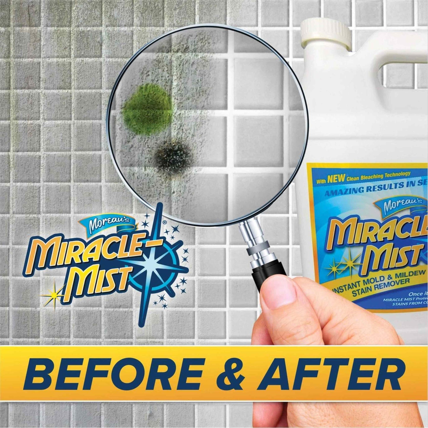 MiracleMist ENCRMMIC4 Instant Mold and Mildew Stain Remover (32-Ounce Spray Bottle), Blue