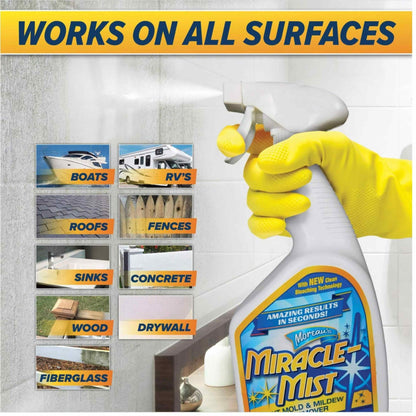 MiracleMist ENCRMMIC4 Instant Mold and Mildew Stain Remover (32-Ounce Spray Bottle), Blue
