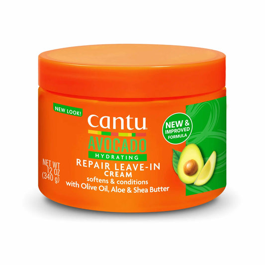 Cantu Avocado Hydrating Leave-In Conditioning Cream – Avocado Oil, Olive Oil, Aloe & Shea Butter, Deep Repair & Hydration (12 oz)